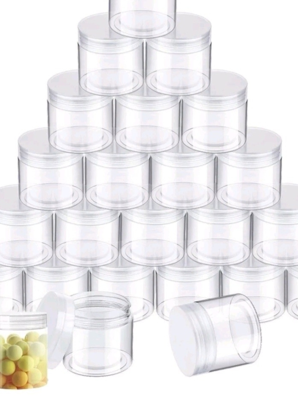 12 Clear Plastic Storage Jars -4.5 Oz